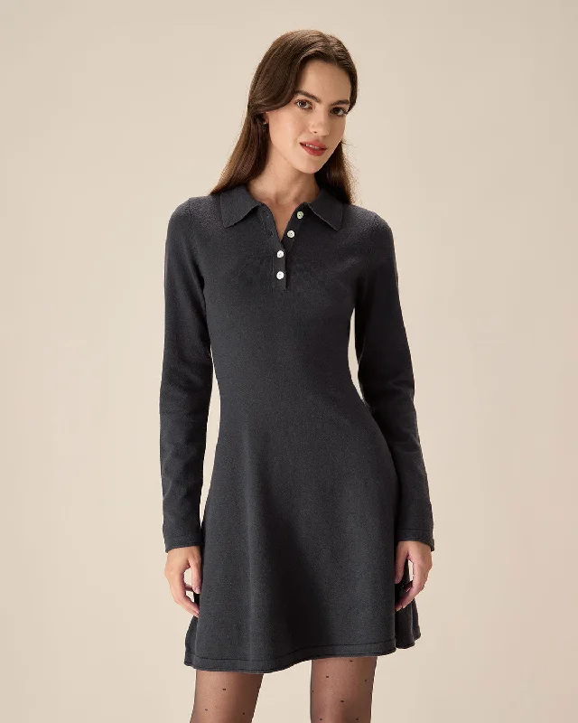 Strapless mini dresses for a beach vacation Grey Pleated Sweater Mini Dress