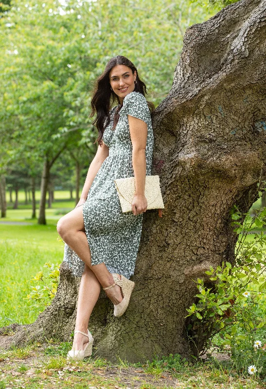 Midi dresses with bow accents for a sweet and charming look Printed Midi Dress