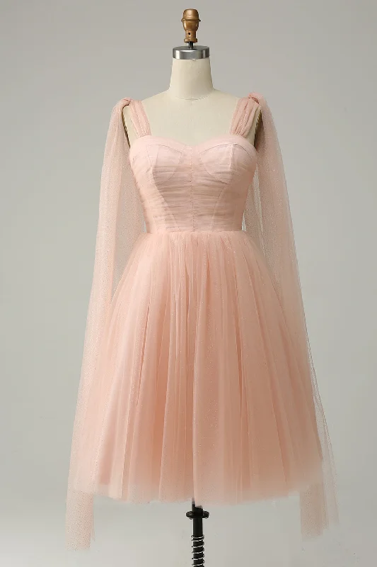 Midi dresses with puff sleeves for a vintage - inspired look A Line Blush Sweetheart Midi Formal Dress Midi dresses with puff sleeves for a vintage - inspired look A Line Blush Sweetheart Midi Formal Dress