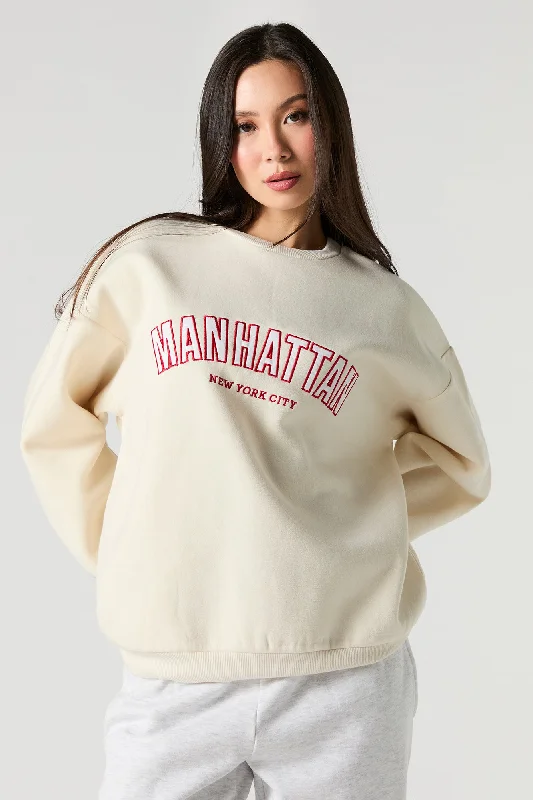 Oversized Destination Twill Embroidered Fleece Sweatshirt