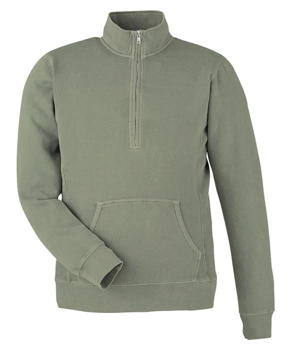 8732JA - J America Unisex Pigment Dyed Fleece Quarter-Zip | Spruce