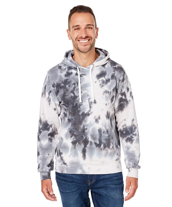 8861JA - J America Adult Tie-Dye Pullover Hooded Sweatshirt | Black Tie Dye