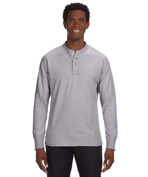 JA8244 - J America Mens Vintage Brushed Jersey Henley Shirt | Oxford