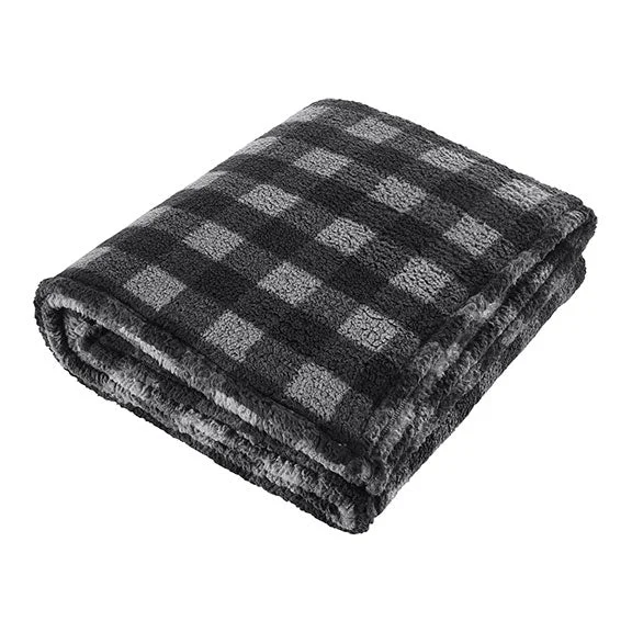 JA8449 - J America Adult Epic Sherpa Blanket | Black/Charcoal Buffalo