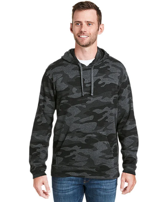 JA8815 - J America Adult Tailgate Fleece Pullover Hooded Sweatshirt | Black Camo Heather