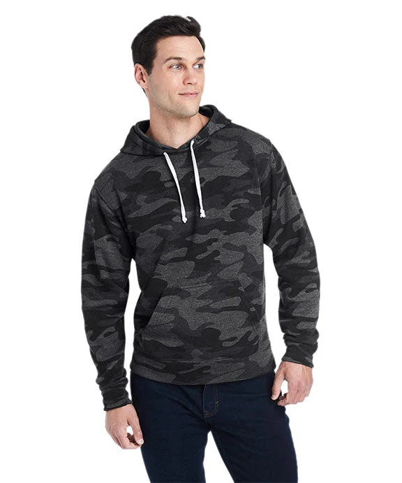 JA8871 - J America Adult Triblend Pullover Fleece Hooded Sweatshirt | Black Camo Triblend