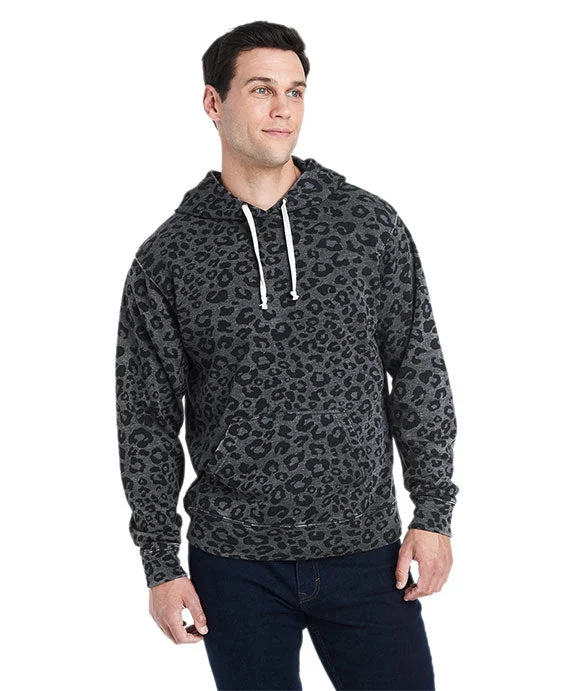 JA8871 - J America Adult Triblend Pullover Fleece Hooded Sweatshirt | Black Leopard Triblend