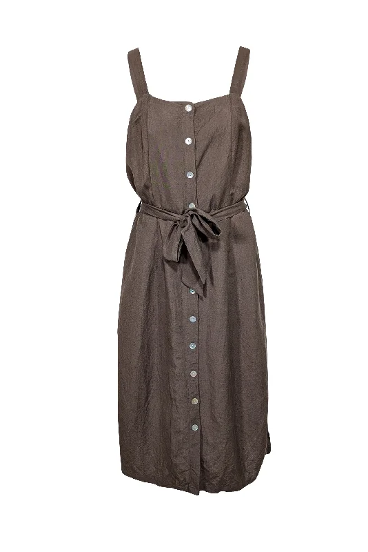Wrap - Style Women Dress with Adjustable Fit for All Body Types Wrap - Style Women Dress with Adjustable Fit for All Body Types Rails - Army Green Linen Blend Belted Midi Dress Sz L