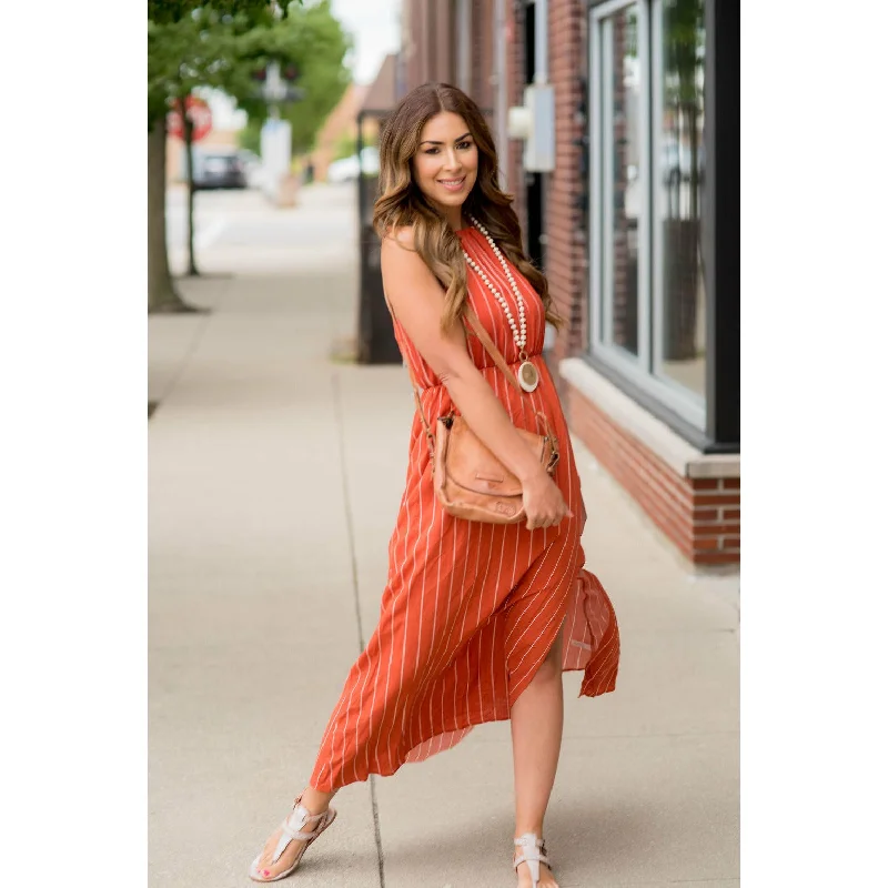 Pinstriped Halter Maxi