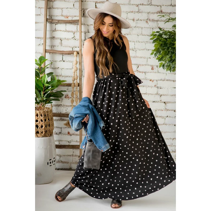 Polka Dot Bow Maxi Dress