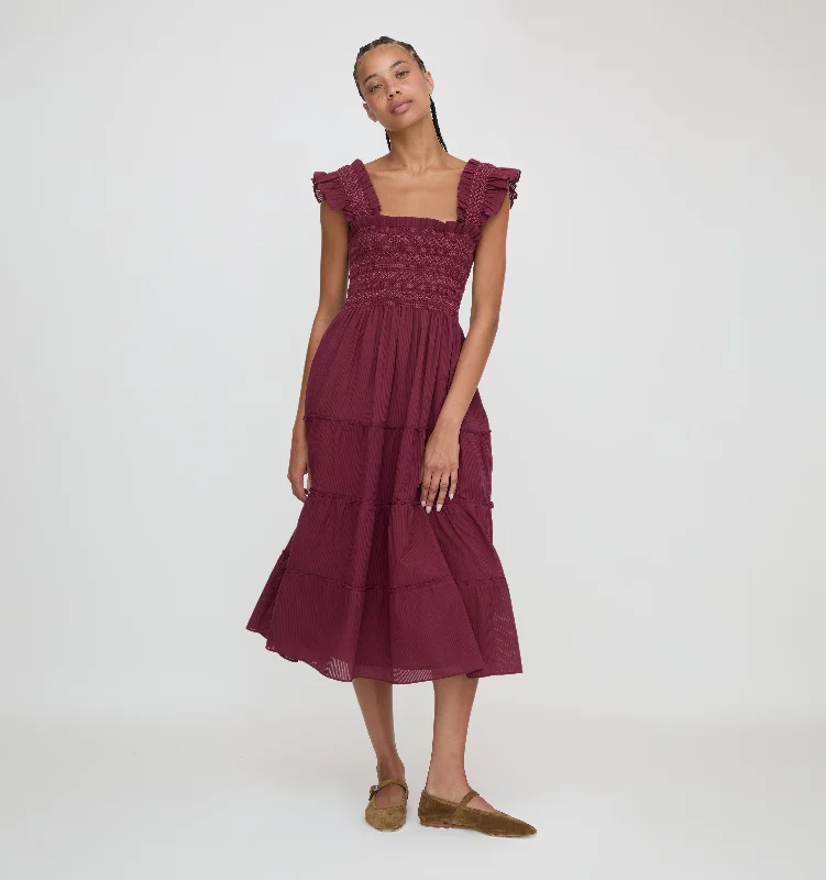 The Ellie Nap Dress - Burgundy Shadow Stripe