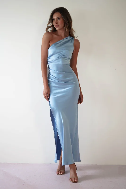 Thessy Soft Satin Maxi Dress | Blue