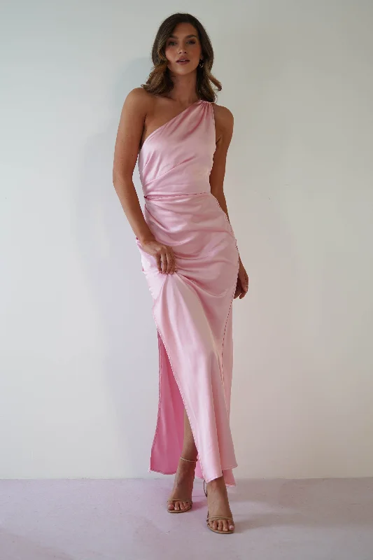 Thessy Soft Satin Maxi Dress | Pink