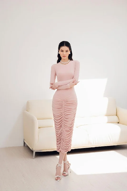 Della Bodycon Long Sleeved Cotton Midi Dress