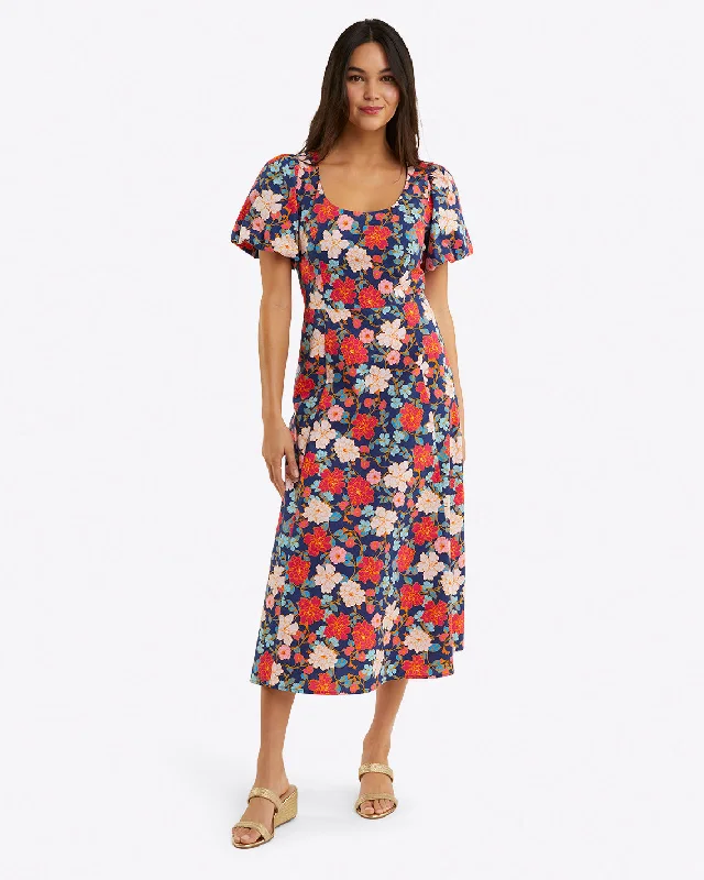 Julianne Midi Dress in Stretch Poplin