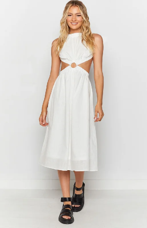 Odessa Backless Midi Dress White