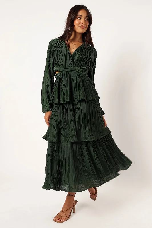 Pippa Long Sleeve Midi Dress - Emerald