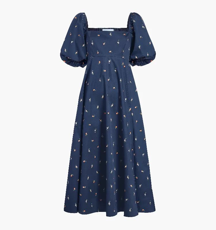 Petite Fleur in Navy Cotton Sateen