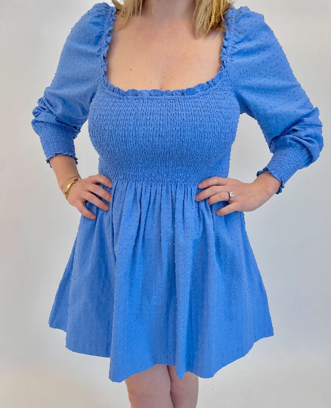 The Norah Nap Dress - Hydrangea Blue Textured Clip Dot