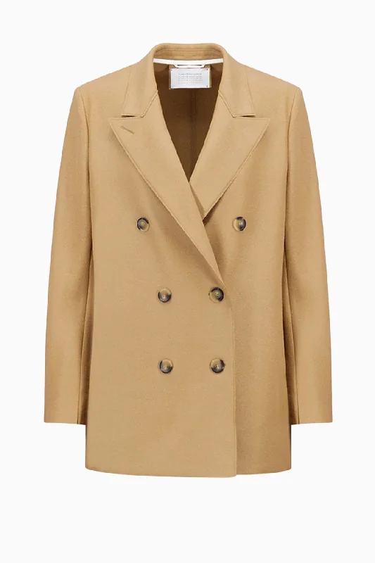 Harris Wharf Slouchy Pressed Wool Peacoat - Beige