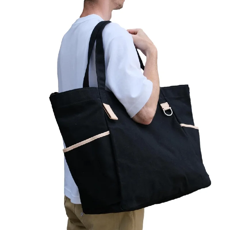 Master-piece "RB Tote 2" Paraffin Canvas Tote Bag (Black)