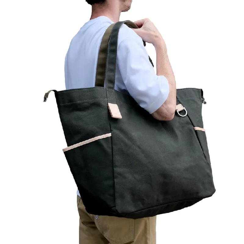 Master-piece "RB Tote 2" Paraffin Canvas Tote Bag (Khaki)