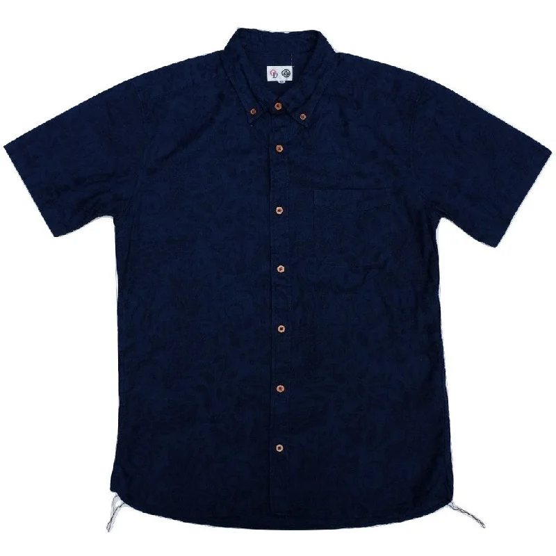 OD+MJ Deep Indigo Jacquard Paisley Aloha Shirt