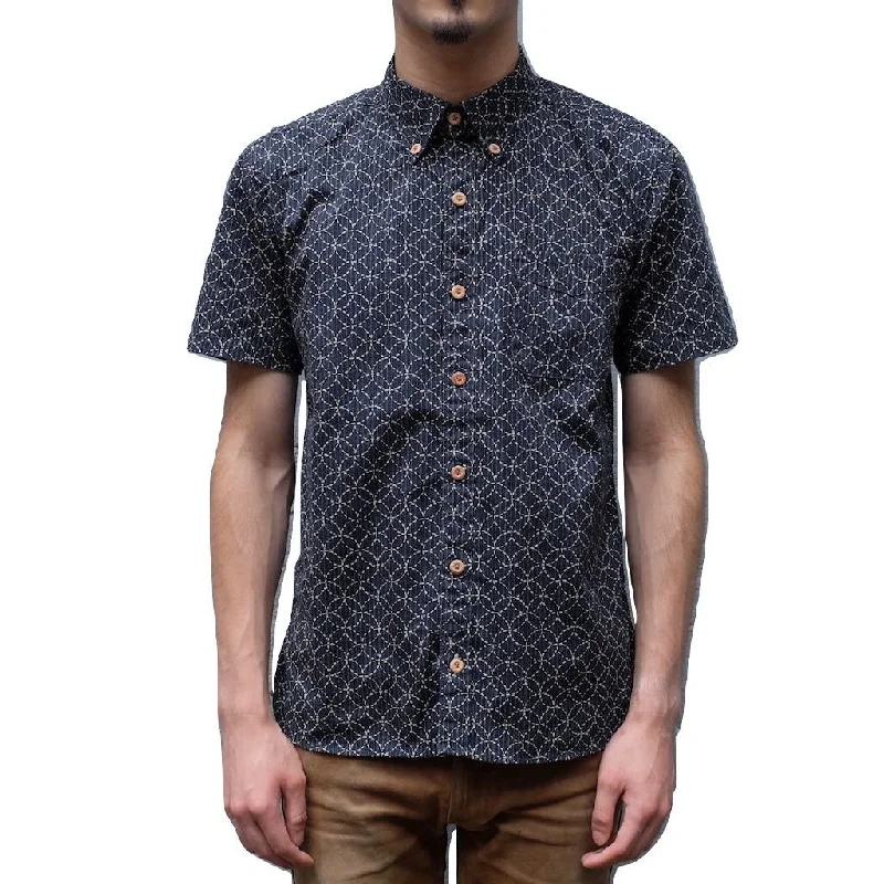 OD+MJ Indigo Sashiko Katazome Print S/S Shirt