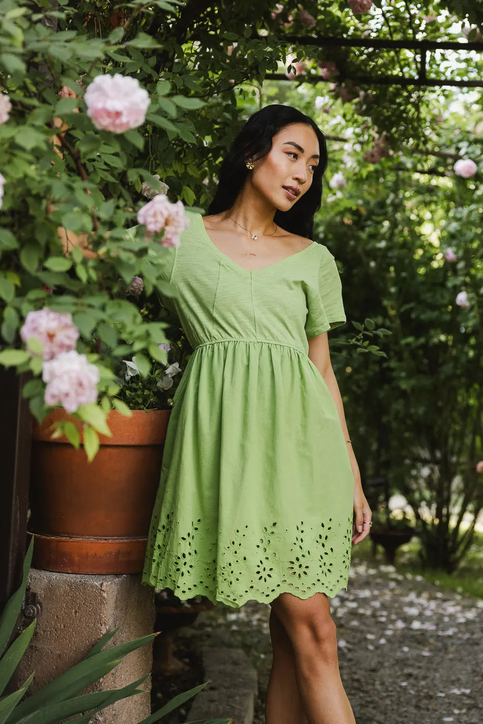 Aria Eyelet Lace Mini in Green - FINAL SALE