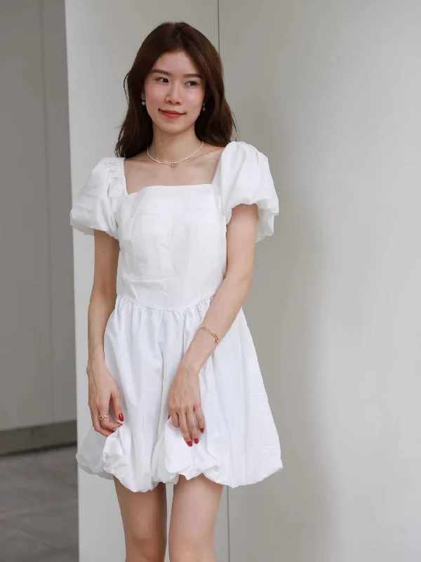 Puffy Pop White Mini Dress