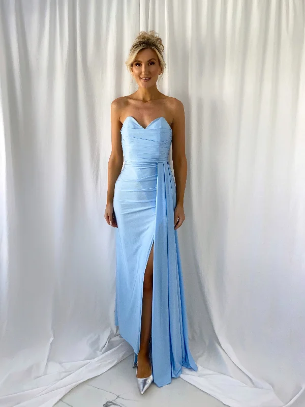 Agathe Off The Shoulder Maxi Dress - Sky Blue