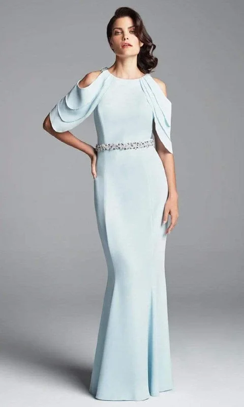 Alexander by Daymor - 350 Cold Shoulder Beaded Waist Sheath Gown