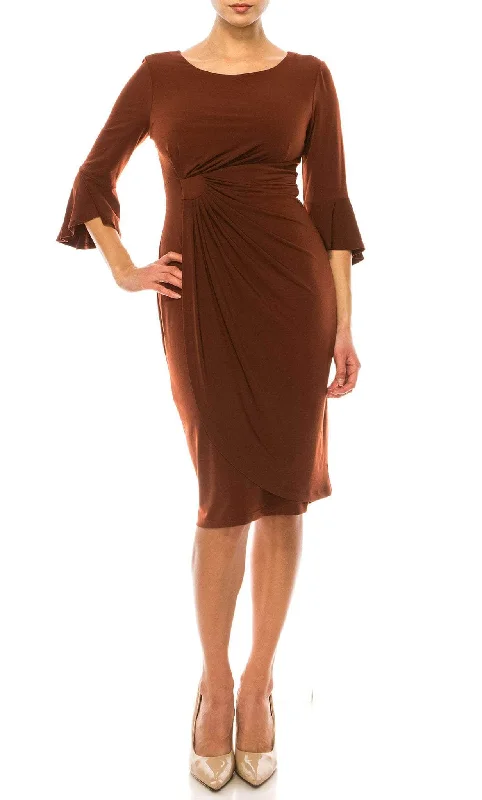 Connected Apparel T1317971 - Scoop Faux Wrap Cocktail Dress