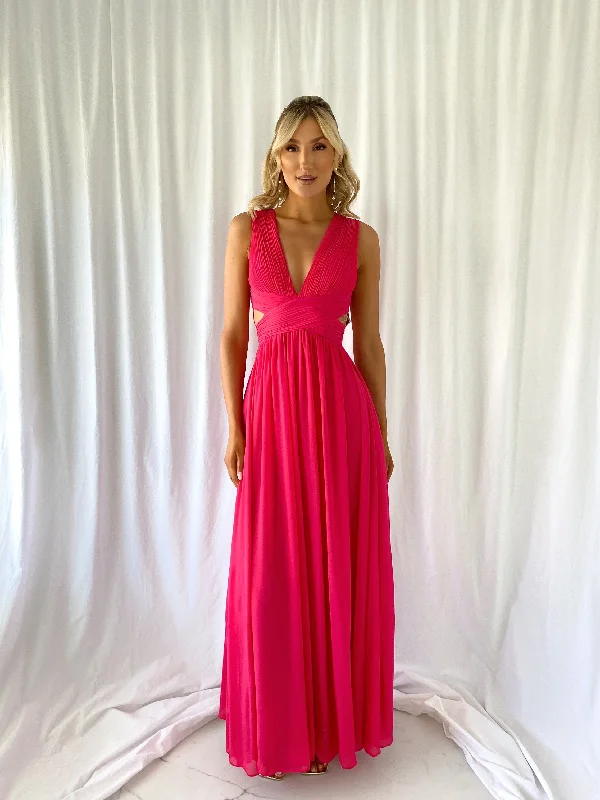 Edina Cut Out Maxi Dress - Fuchsia