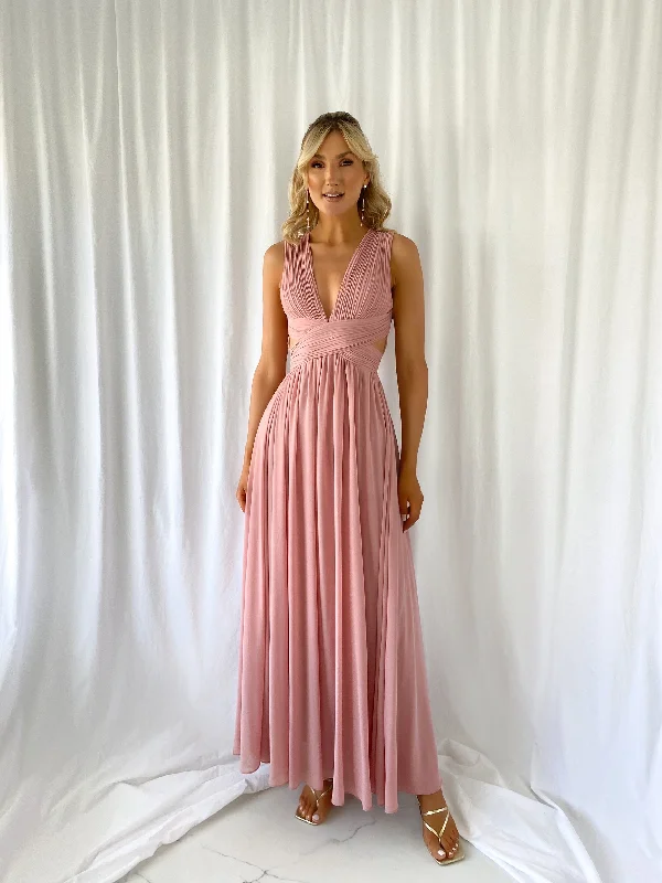 Edina Cut Out Maxi Dress - Old Rose