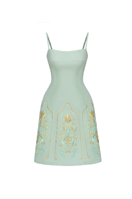 Elizabeth A-line Embroidered Polycotton Knee-length Dress