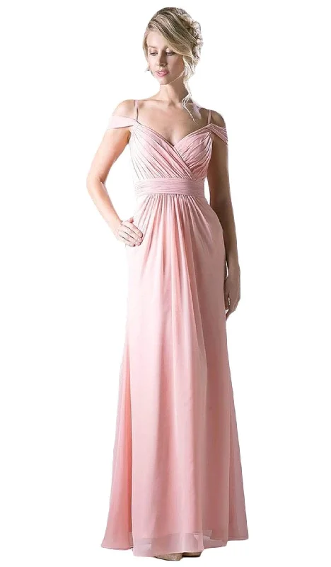 Ladivine CH527 - Off-Shoulder Surplice Chiffon Long Dress