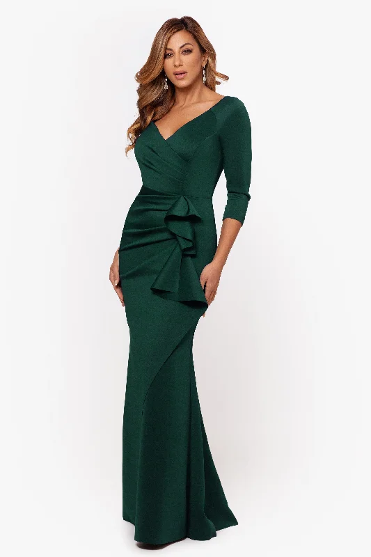 "Lexi" Long Sleeve Scuba Ruched Side Dress