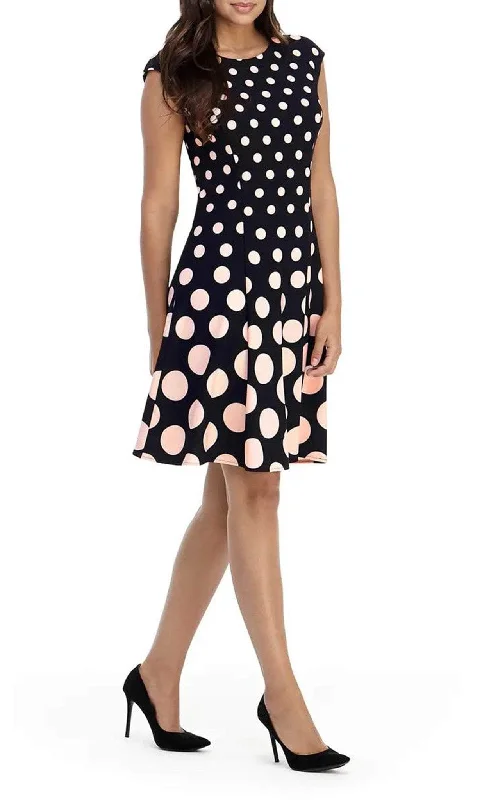 London Times T3791M - Cap Sleeve Polka Dot Short Dress