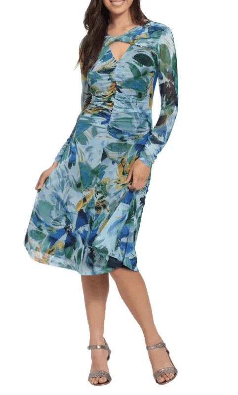 London Times T6451M - Printed Bodycon Ruched Dress