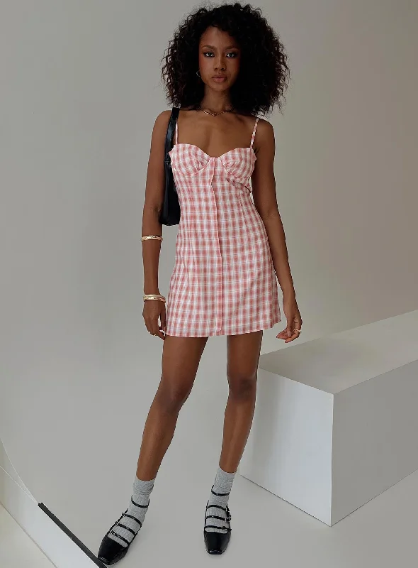 Poto Mini Dress Pink Check