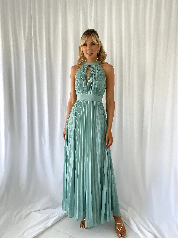 Roxy Pleated Maxi Dress - Light Green