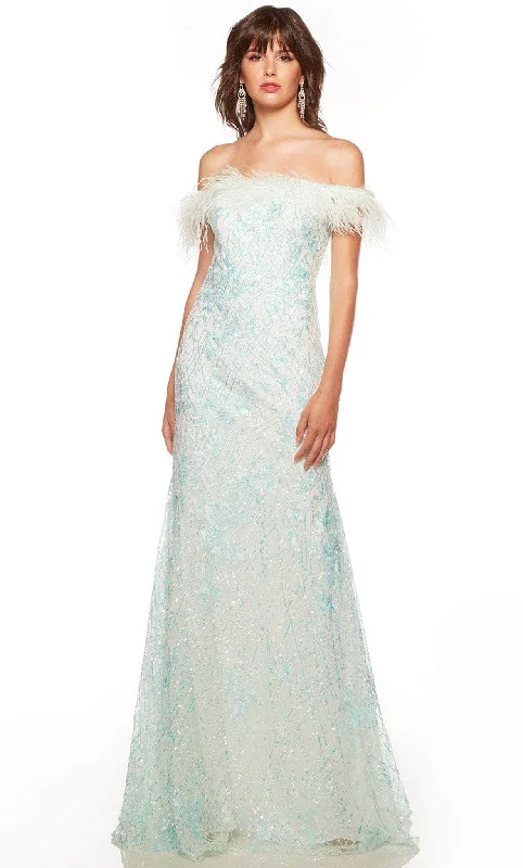 Alyce Paris 61406 - Off Shoulder Feathered Long Gown