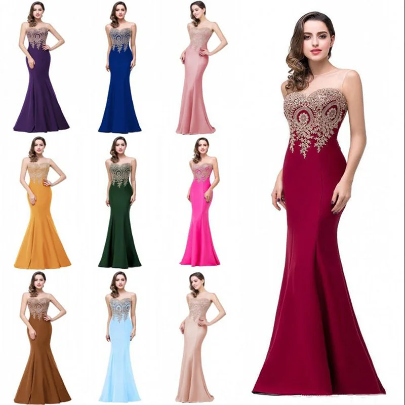 Banquet evening dress European and American sexy fishtail long backless long party dress drop shipping fulfill