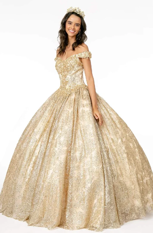 Elizabeth K - GL1820 Glitter Mesh Off Shoulder Sweetheart Ballgown