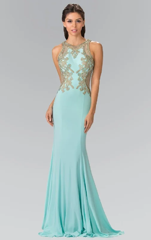 Elizabeth K - GL2321 Halter Long Gown with Side Cut Outs