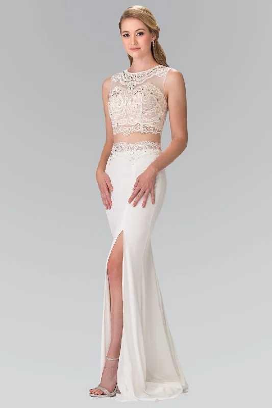 Elizabeth K - GL2373 Two-Piece Beaded Lace Top Evening Gown