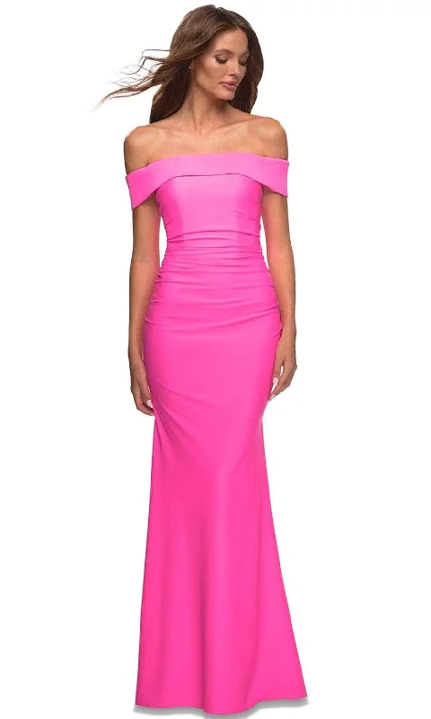 La Femme - Straight Across Ruched Prom Gown 30421SC