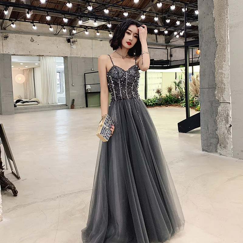 Tulle bridesmaid exclusive Sequined lace trim strap long maxi dress fashion wedding party evening dress drop shipping fulfill