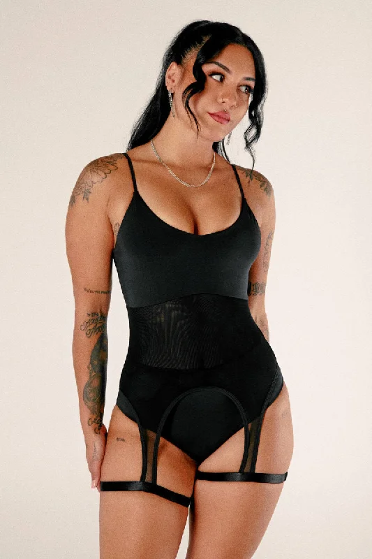 CXIX Baddies Garter Bodysuit - Onyx